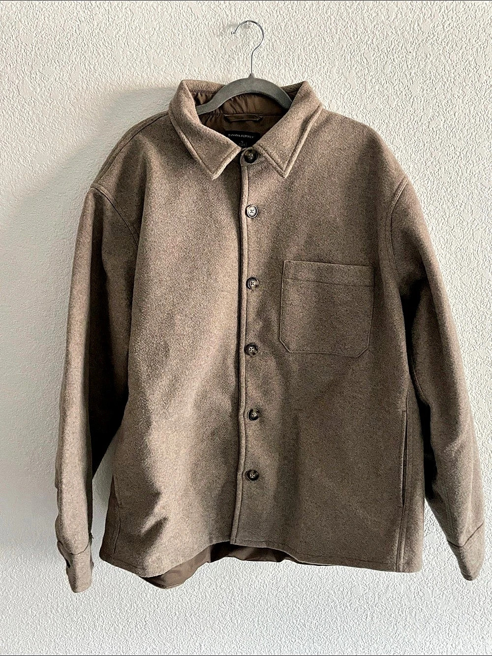 Banana Republic Boiled Wool-Blend Shirt Jacket Brown XL